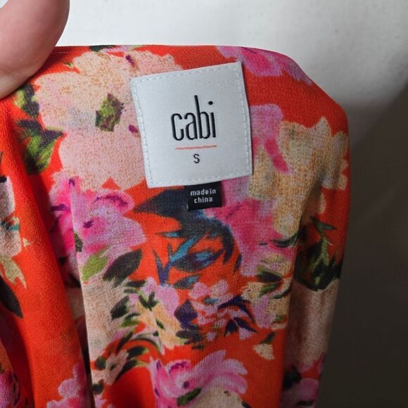Cabi Red Floral Blouse Small - Picture 6 of 7